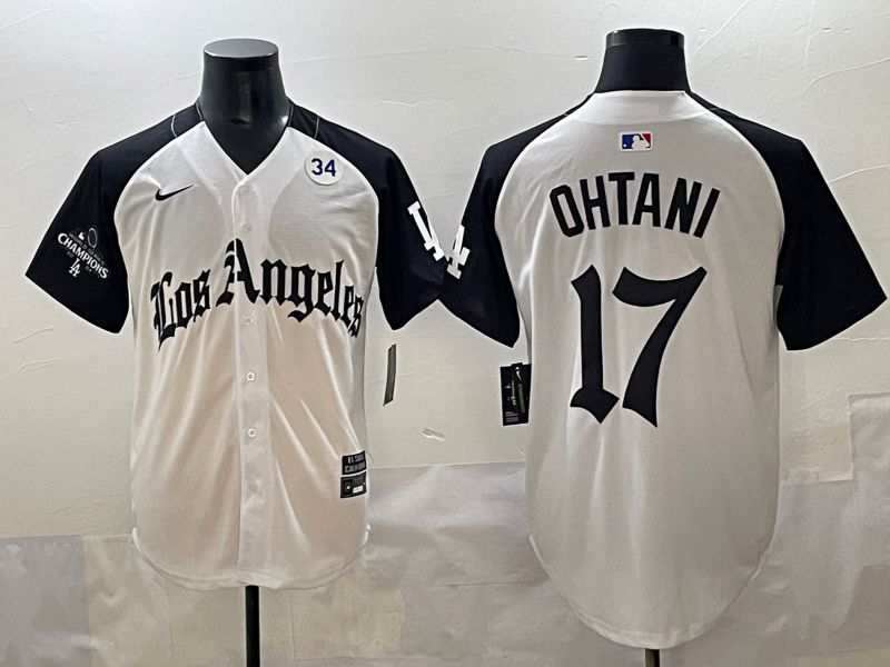 Men 2025 Los Angeles Dodgers #17 Ohtani White black Five generations Joint Name Nike MLB Jersey style 52612